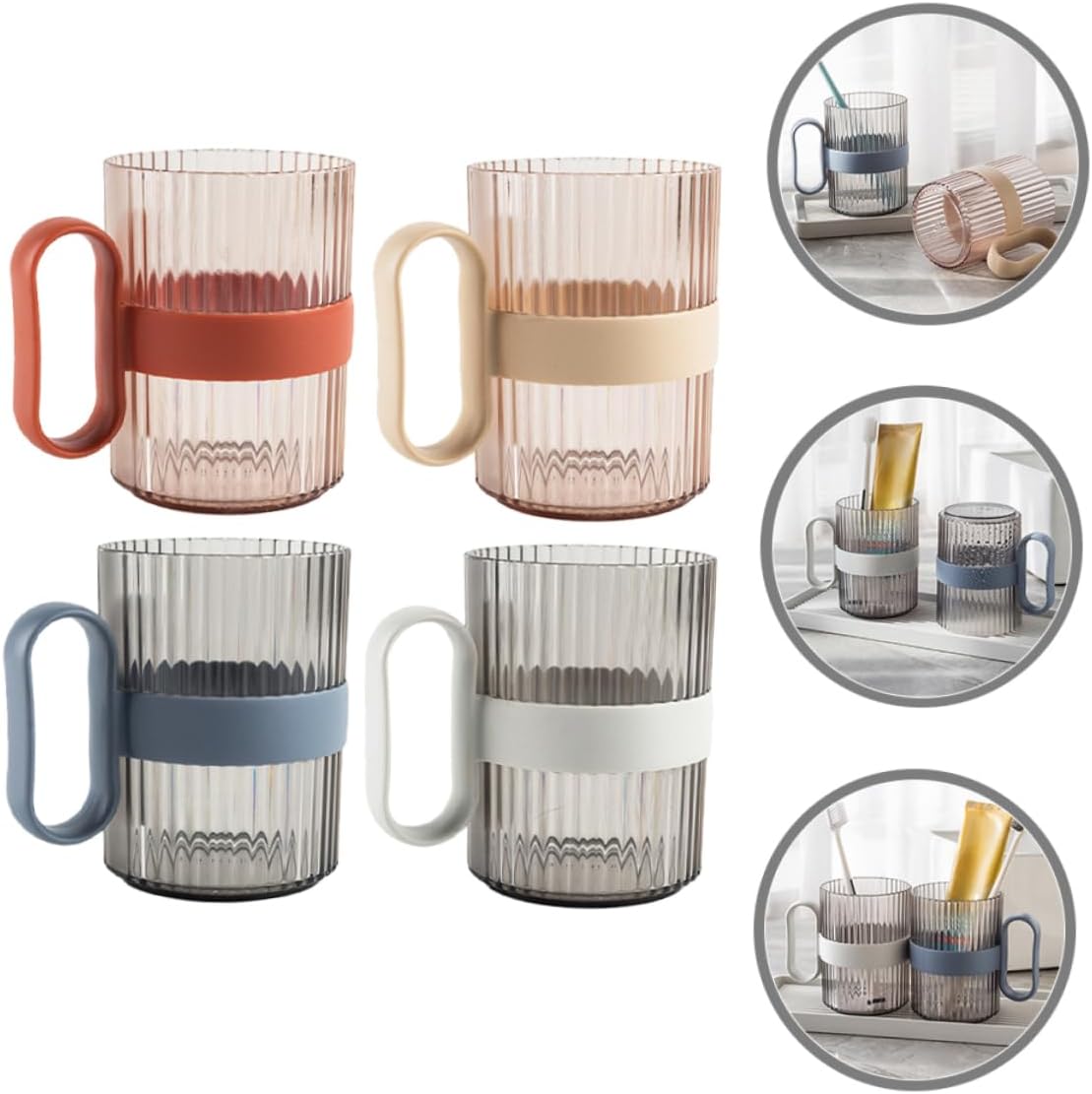 4pcs Bathroom Cups Stylish Toothbrush Holders Drinking Tumblers for Boys and Girls