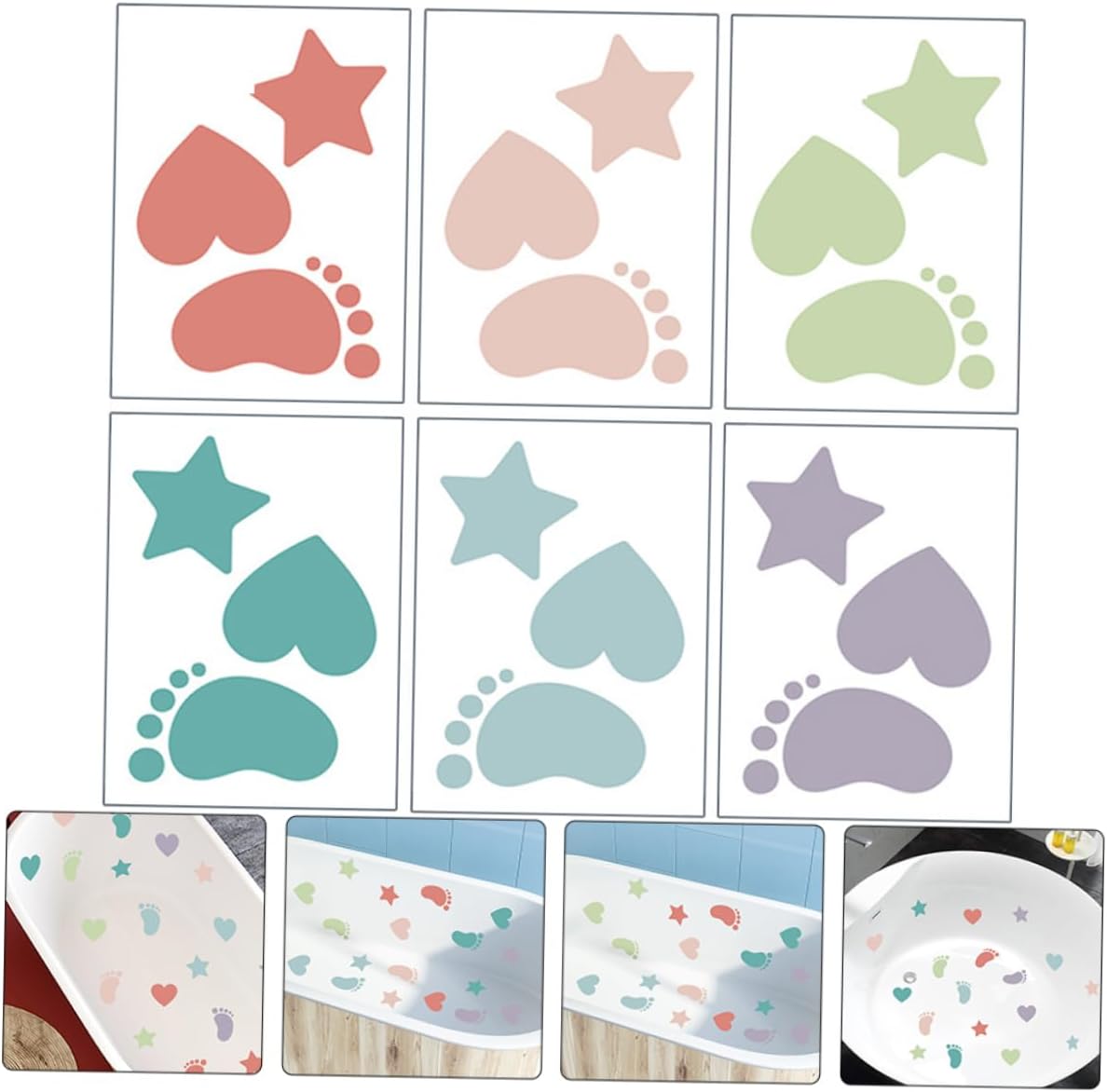 Cabilock Anti-Slip Bathtub Stickers Set 6 Sheets