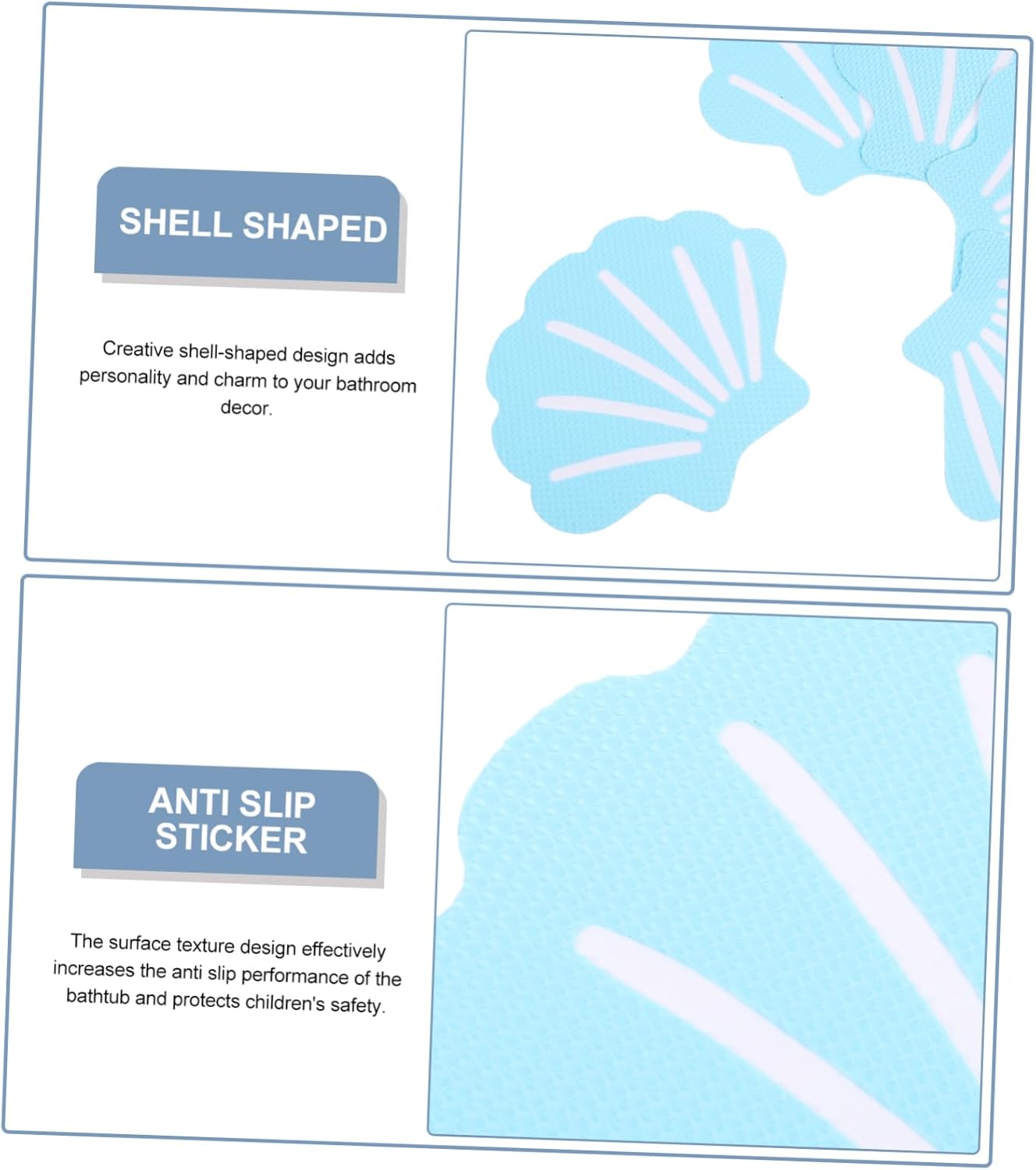 MUCKLILY 12Pcs Shell Shape Non-Slip Bathtub Stickers