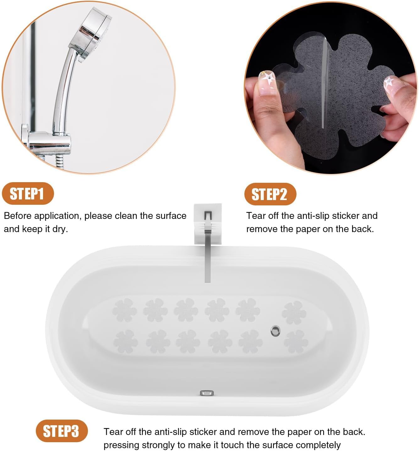 Secopad 24PCS Non-Slip Bathtub Stickers with Premium Scraper