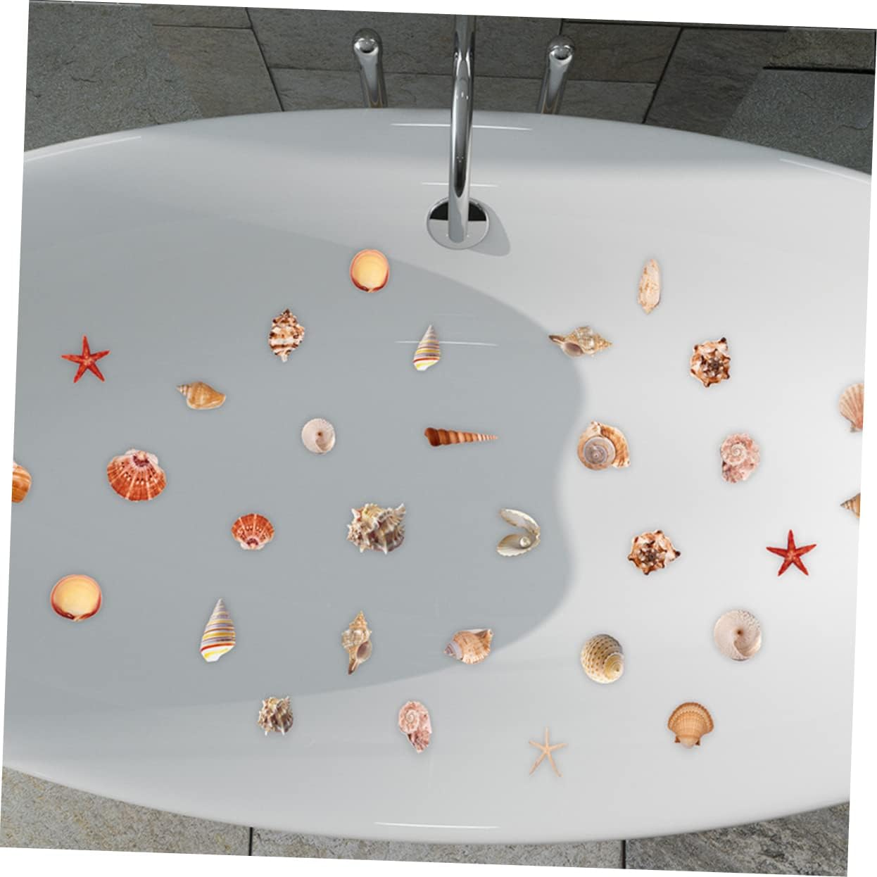 Cabilock 6-Sheet Anti-Slip Seashell Bathtub Decals