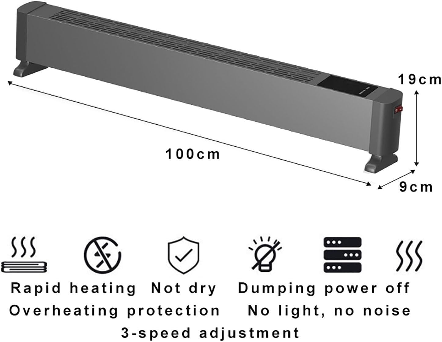 2200W Baseboard Heater with Child Lock and IPX4 Waterproof 1
