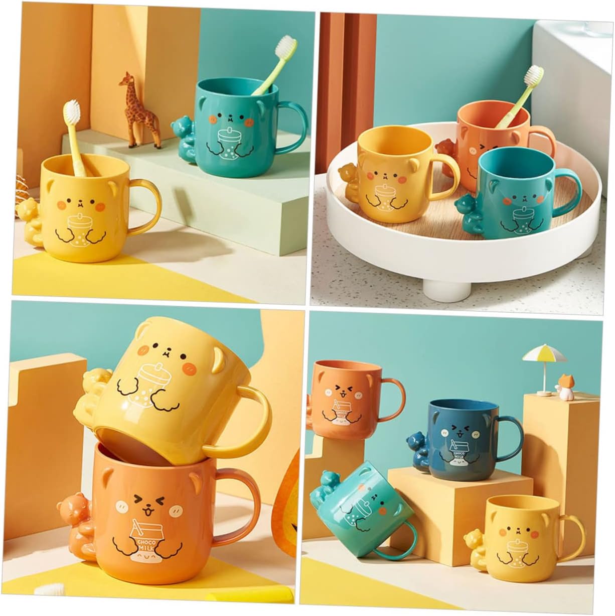 VALICLUD Cartoon Toothbrush Cup with Handle