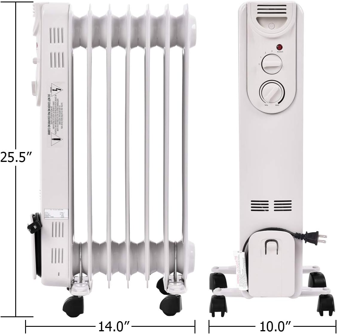 ARLIME 1500W Oil Filled Radiator Heater with Thermostat 1