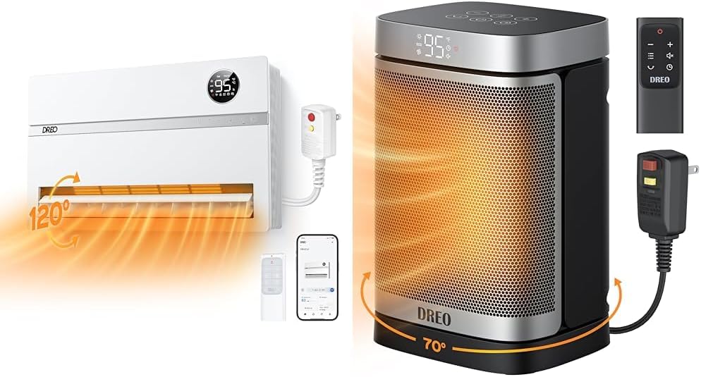 Dreo Wall Heater for Bathroom 1500W Smart Space Heater with ALCI Plug
