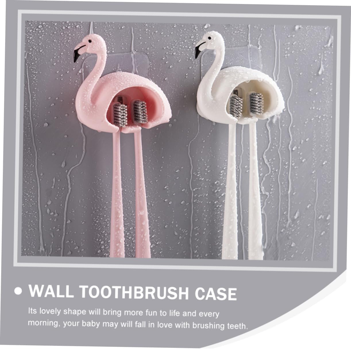 Amosfun 2Pcs Wall Mounted Adhesive Toothbrush Holder Space Saving Organizer