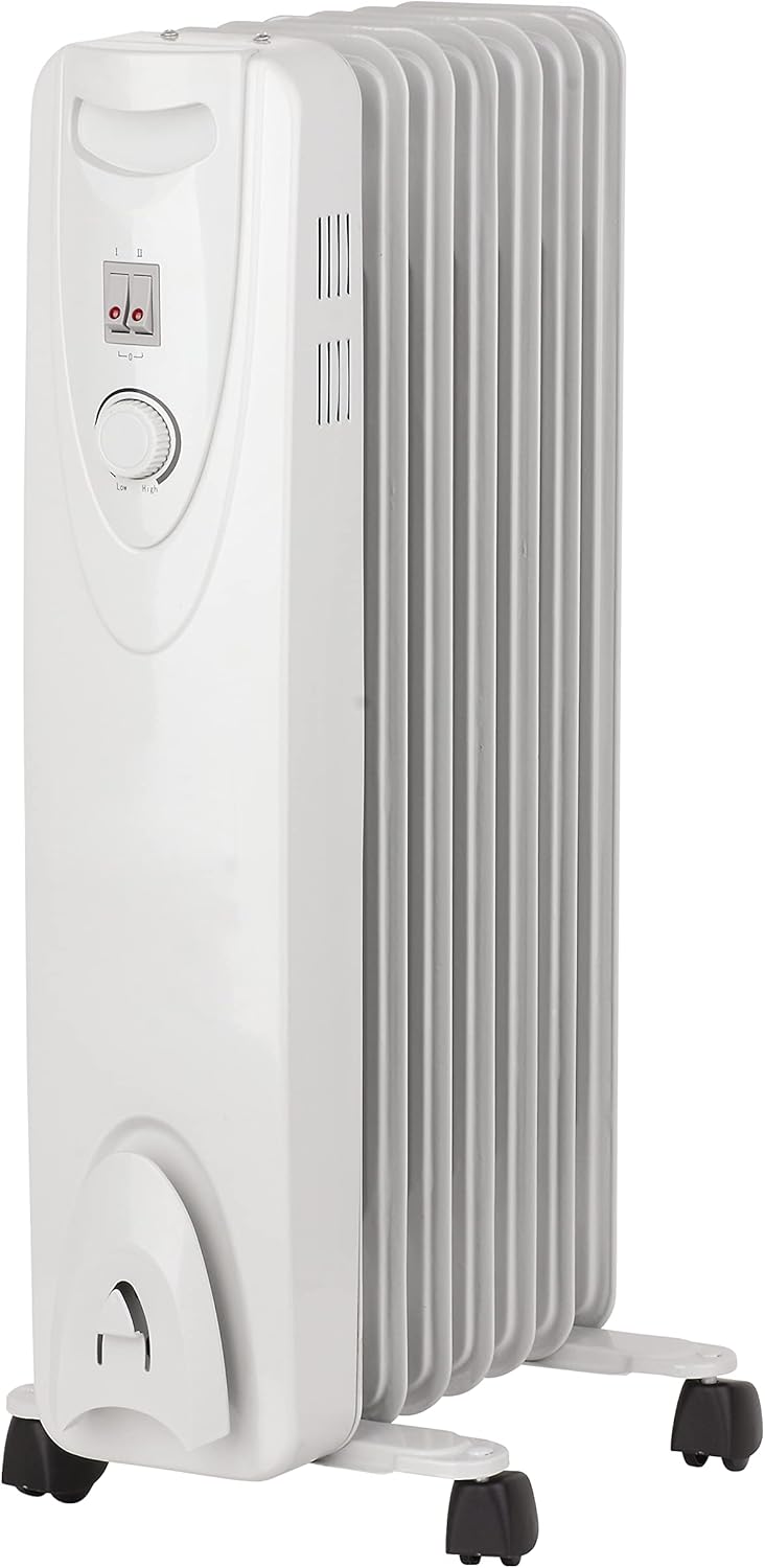 Optimus Portable 7 Fins Oil Filled Radiator Heater Silver