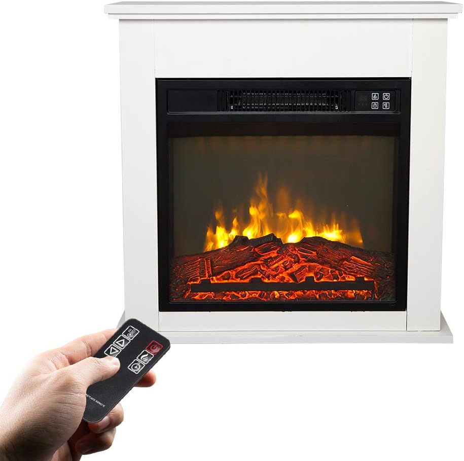 Zokop 25 Electric Fireplace with Realistic Flame and Wood Mantel