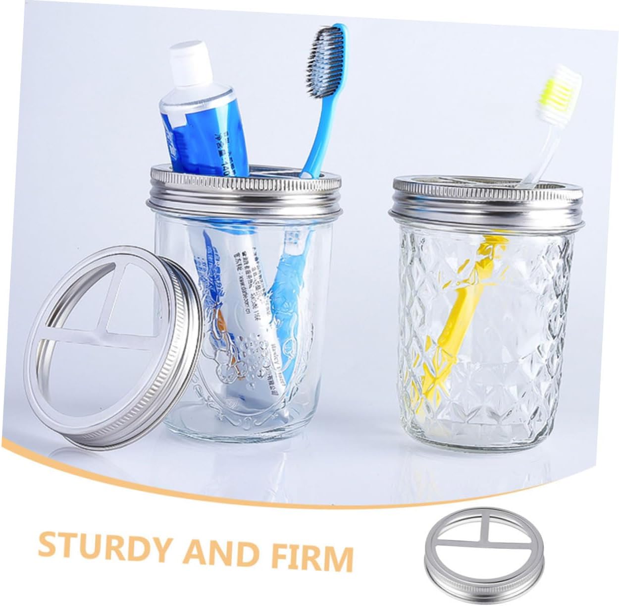 5Pcs Stainless Steel Wide Mouth Jar Lid Toothbrush Holder