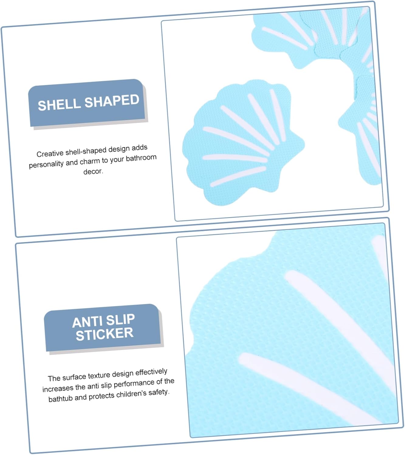 Mobestech 12Pcs Shell Shaped Non Slip Bathtub Stickers