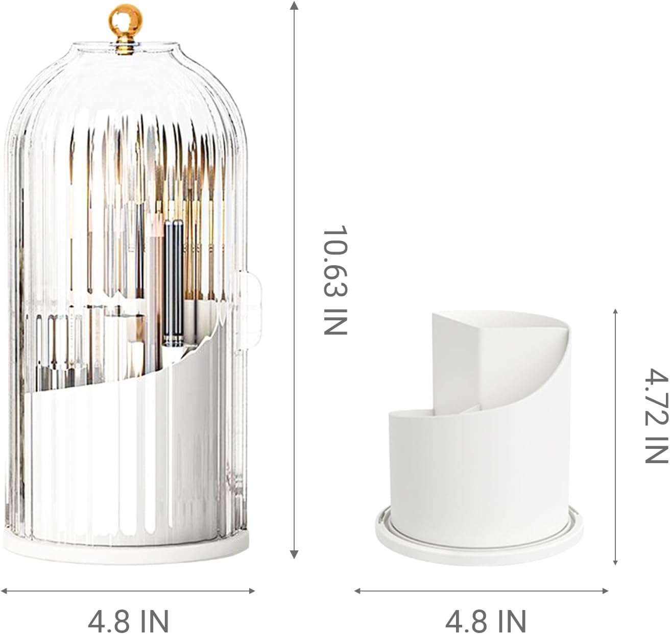 Concealed Toothbrush Holder with 360 Rotating Lid for Bathroom Counter