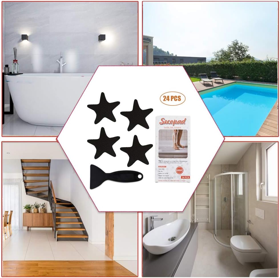 Secopad Anti Slip Shower Stickers 24PCS Black
