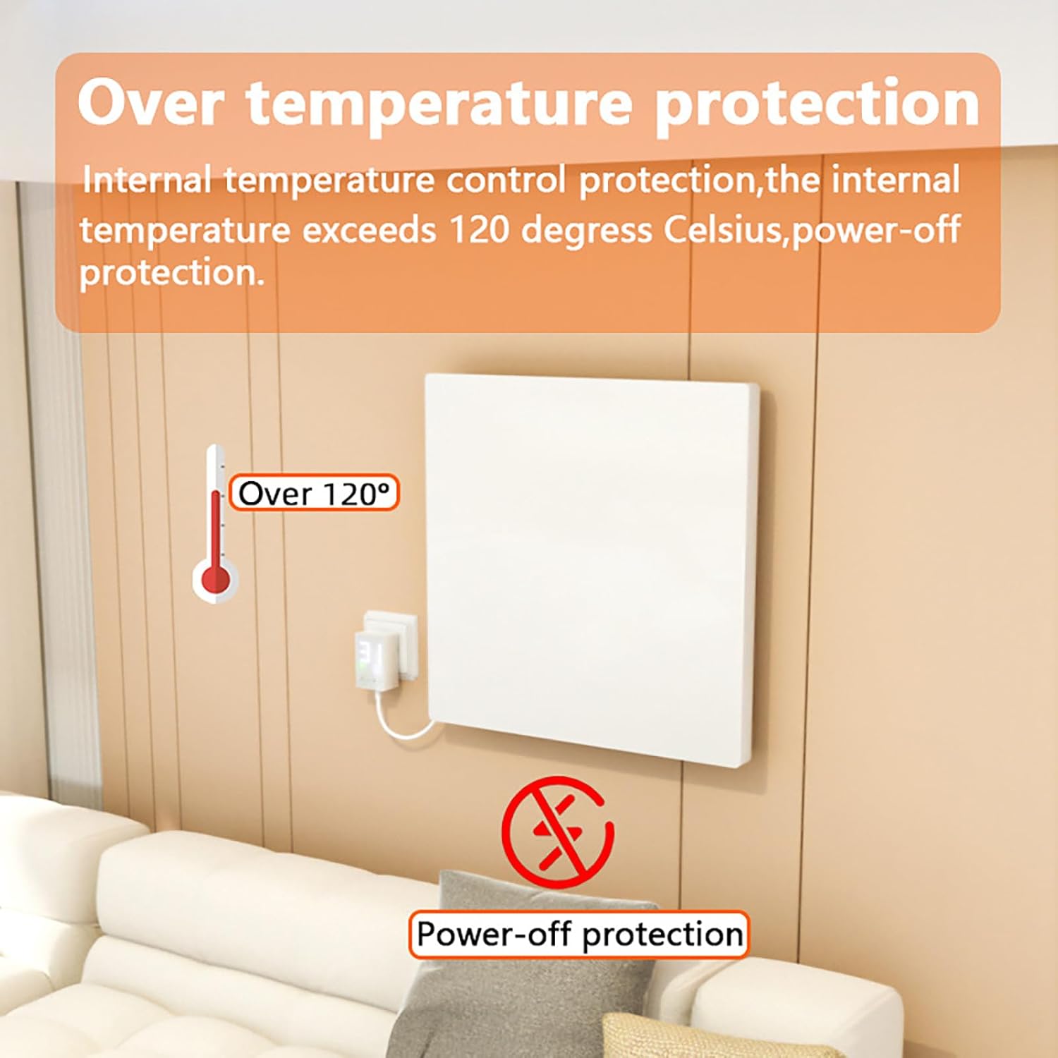 375W Wall-Mounted Electric Panel Heater with Thermostat 1