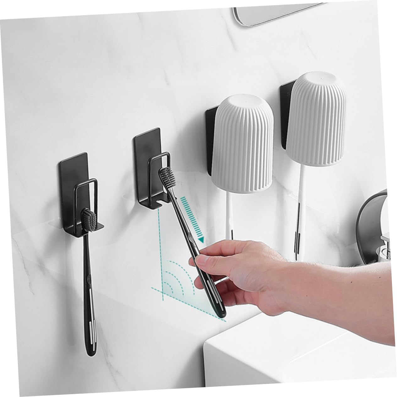 BEBEMOKO 2Pc Wall-Mounted Toothbrush Holder Set