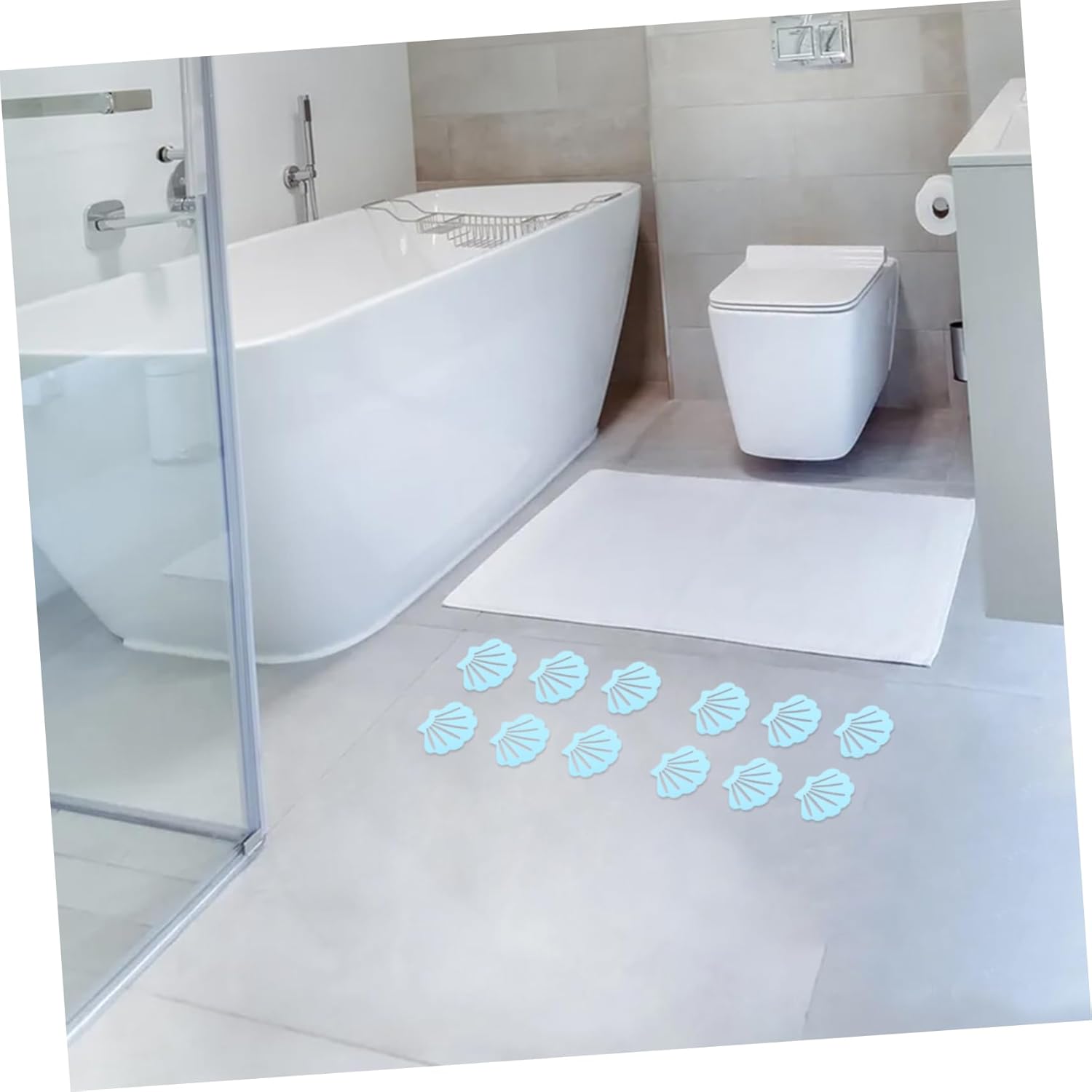 Mobestech 12Pcs Shell Shaped Non Slip Bathtub Stickers