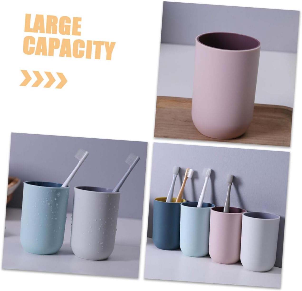 4pcs Couples Toothbrush Holder Bathroom Cups Plastic Tumbler Holder for Washstand