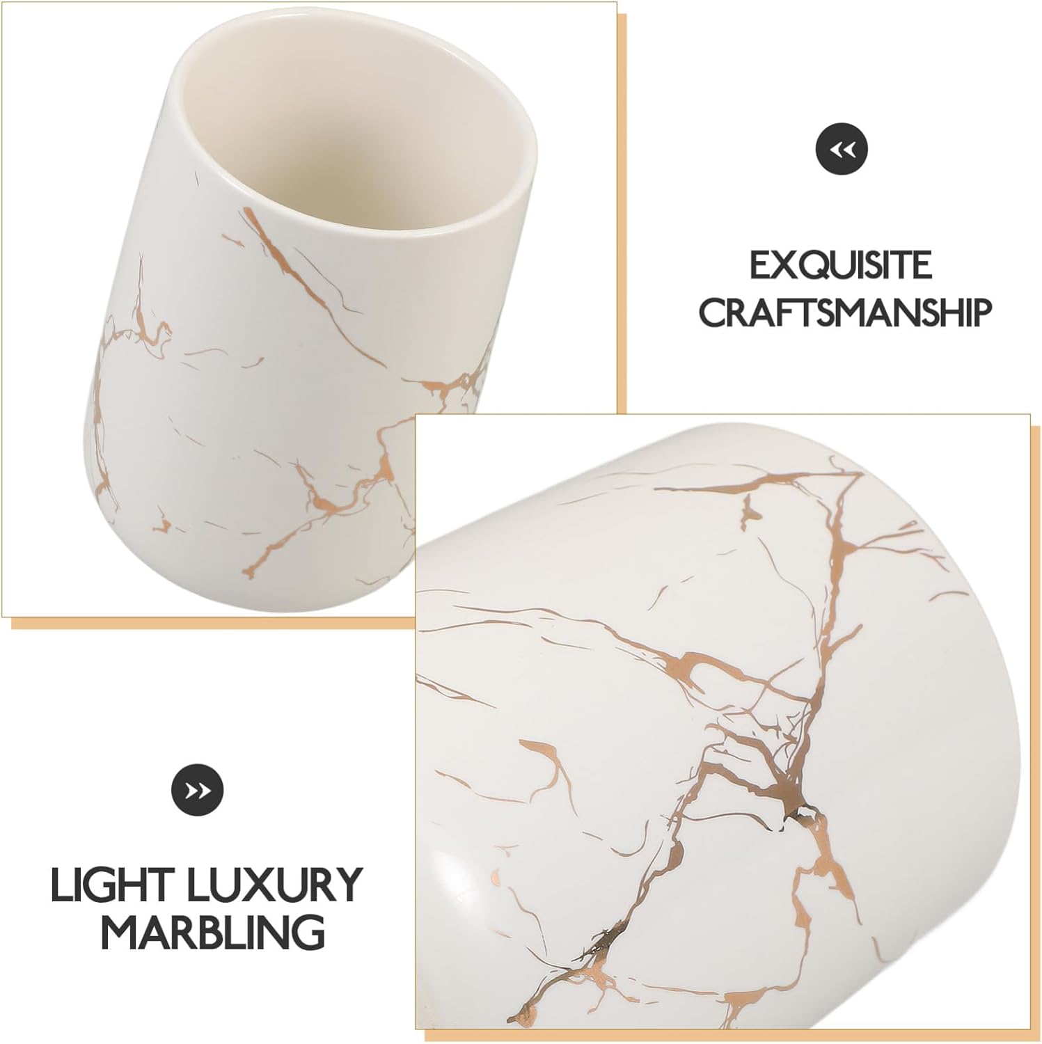 Ciieeo Ceramic Toothbrush Holder with Marbling Pattern