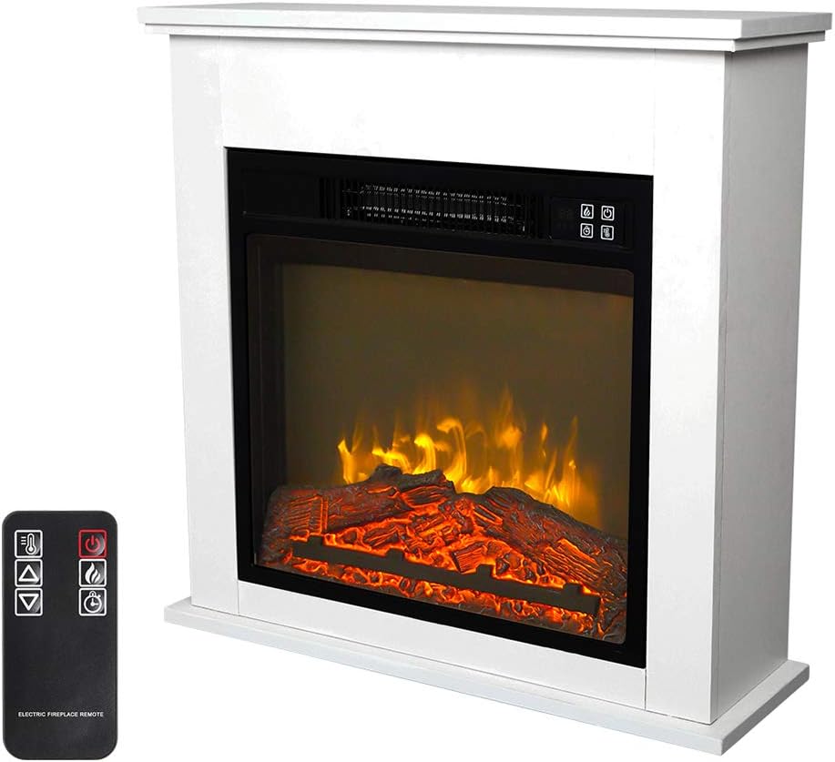 Zokop 25 Electric Fireplace with Realistic Flame and Wood Mantel