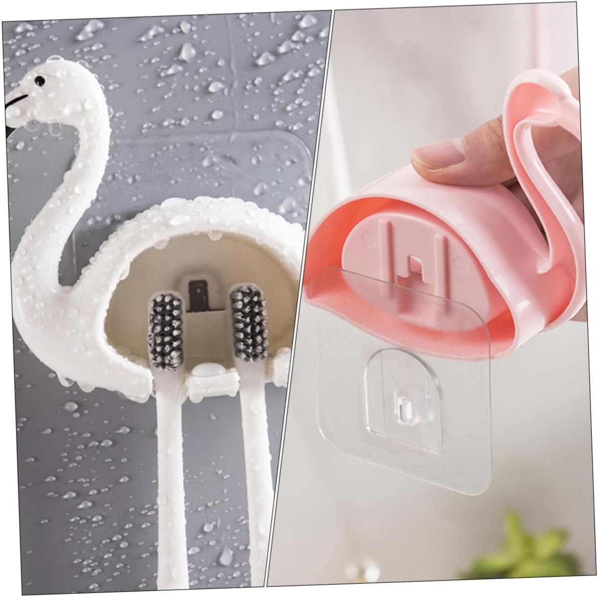 Veemoon Wall-Mounted Toothbrush Holder with Adhesive Base 1