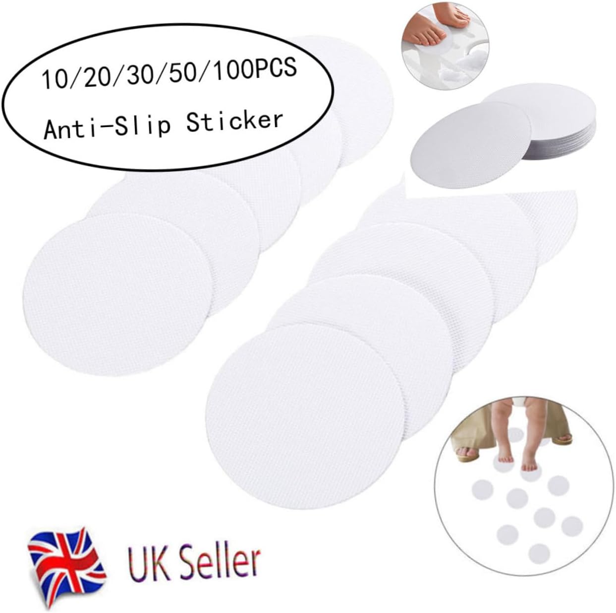 BRIGHTFUFU Non-Slip Shower Stickers 10pcs