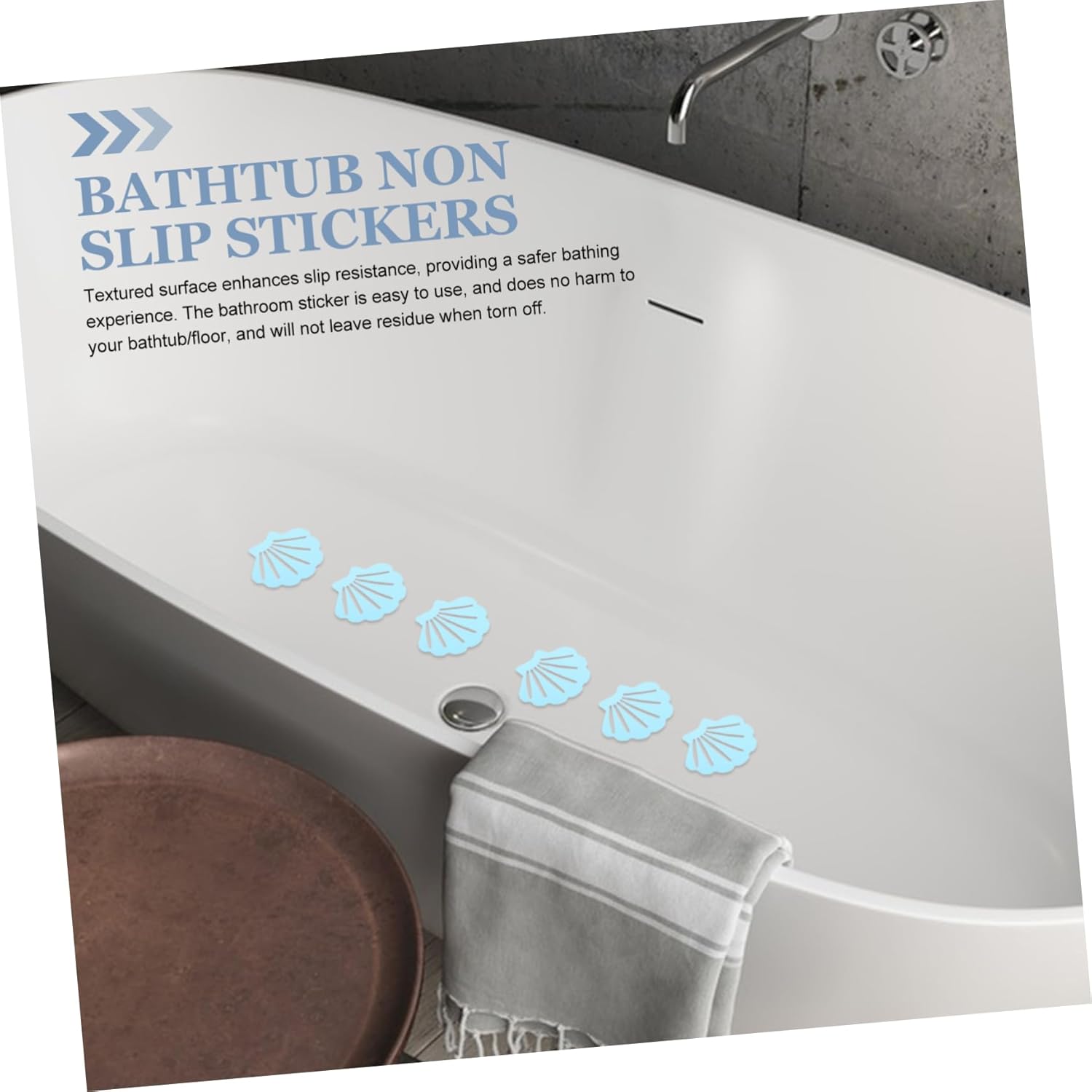 GLEAVI 12Pcs Shell Shape Non-Slip Bathtub Stickers