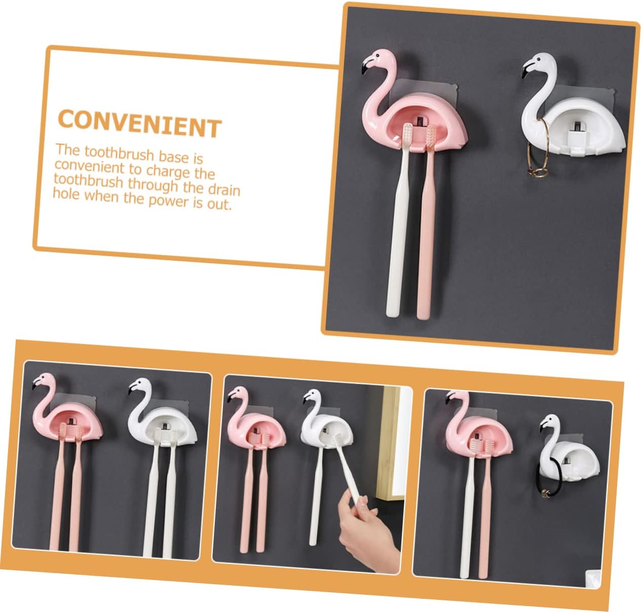 LIFKOME Flamingo Wall Mounted Toothbrush Holder 2 Pack 1