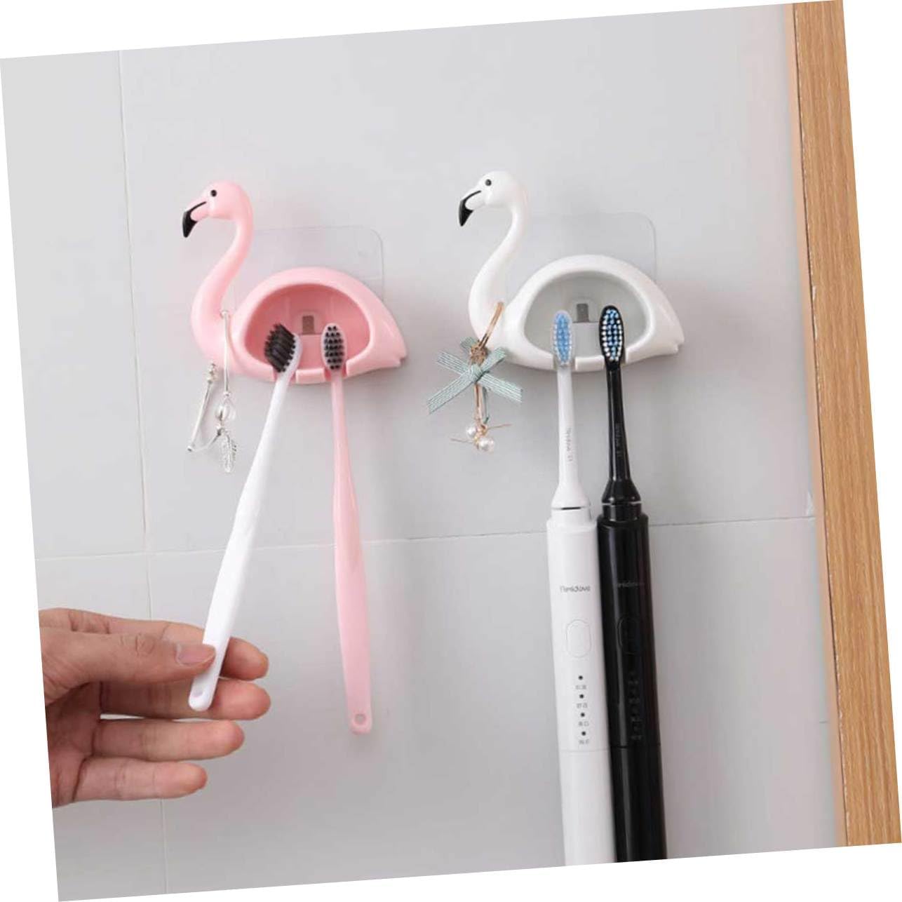 BEBEMOKO 2pcs Flamingo Toothbrush Holder