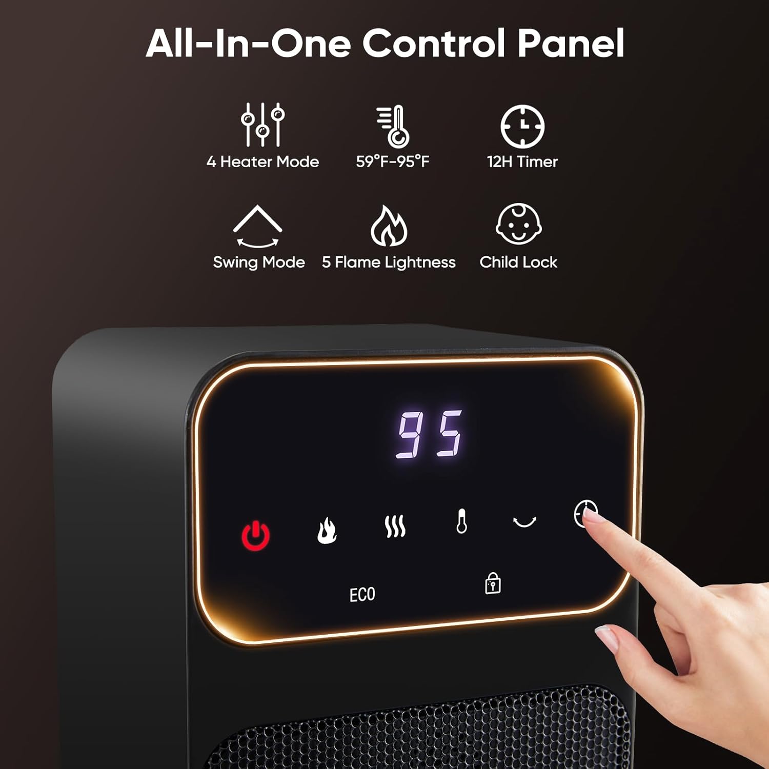 OLIXIS 1500W PTC Ceramic Space Heater with Remote Control and Safety Features