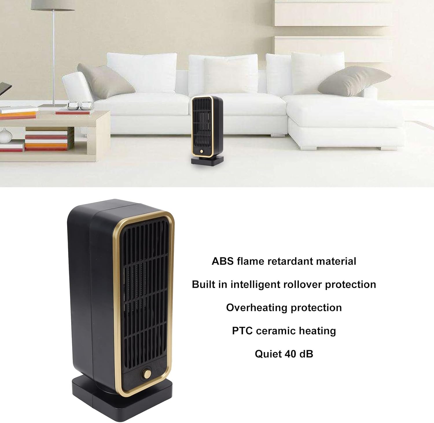 yaogohua Electric Space Heater PTC Ceramic Quiet 40dB Portable