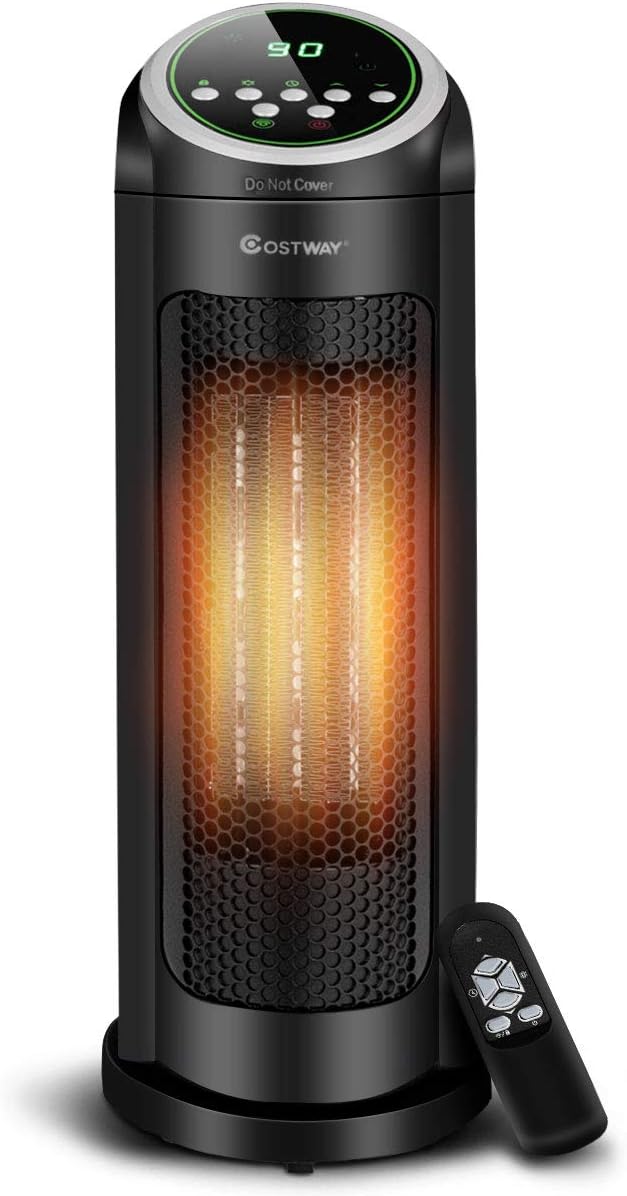 COSTWAY 1500W Ceramic Space Heater with Remote and Timer