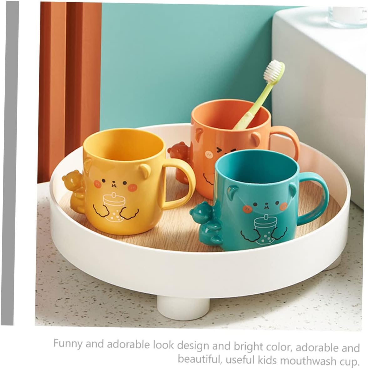 2Pcs Cute Cartoon Mouthwash Cups