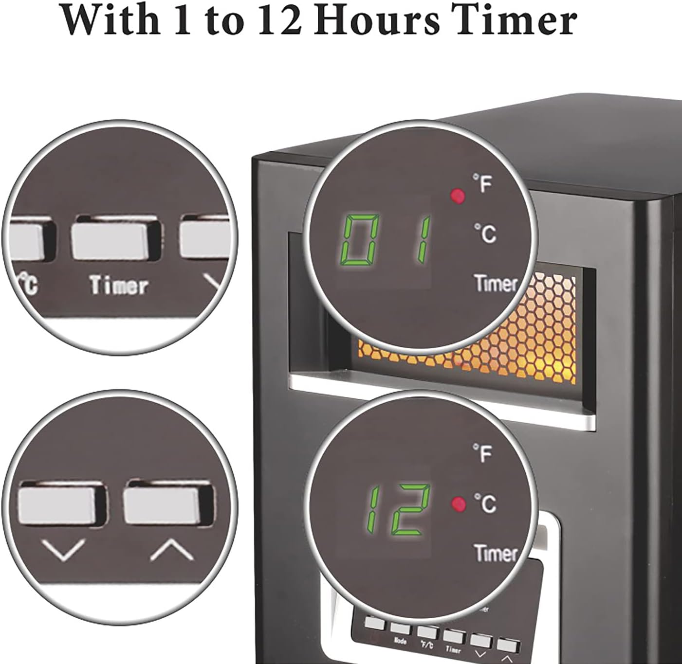 Optimus Infrared Quartz Heater with Remote and LED Display