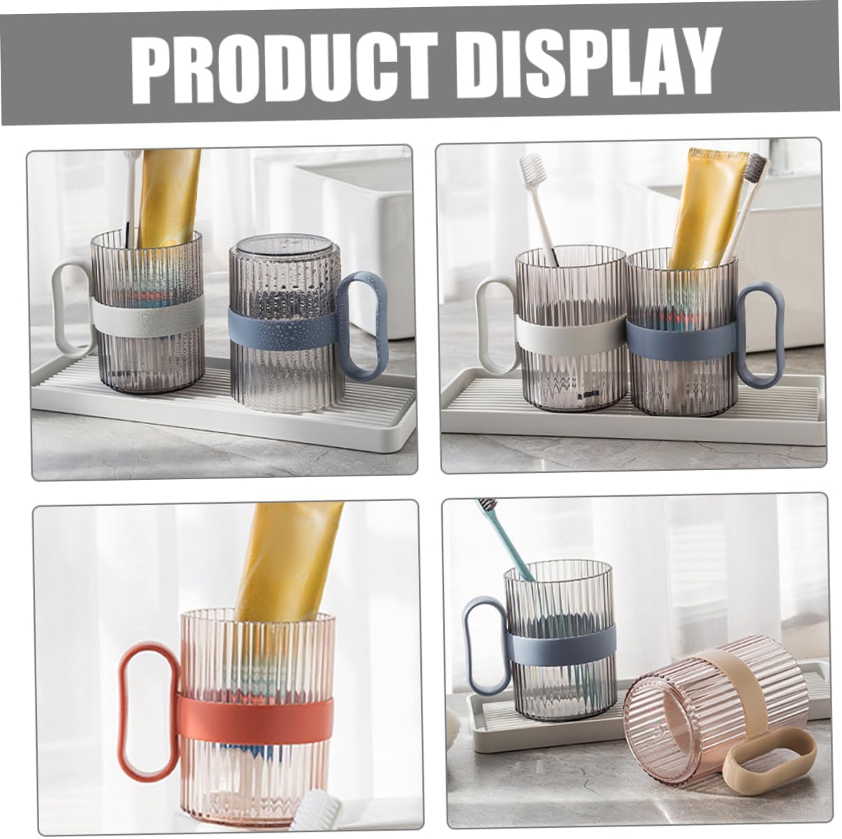 4pcs Bathroom Cups Stylish Toothbrush Holders Drinking Tumblers for Boys and Girls