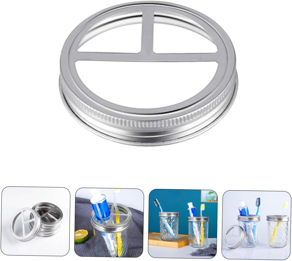 5 Pcs Metal Jar Lid for Toothbrush and Toothpaste Storage