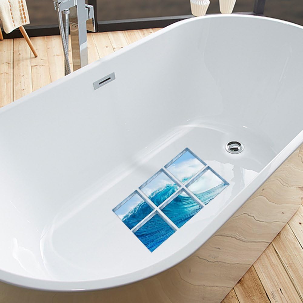 ChezMax Sea Waves Non-Slip Bath Tub Stickers 6 Pcs