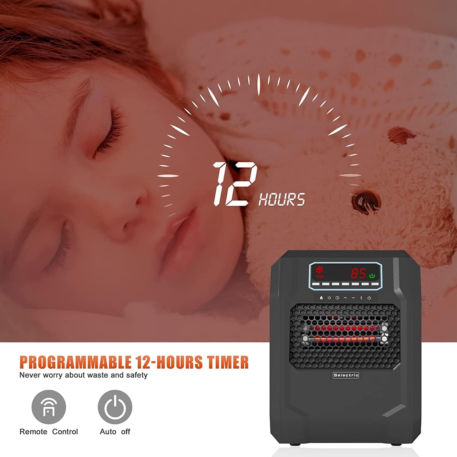 VOLTORB Portable Electric Space Heater with Remote Control and Fan Mode