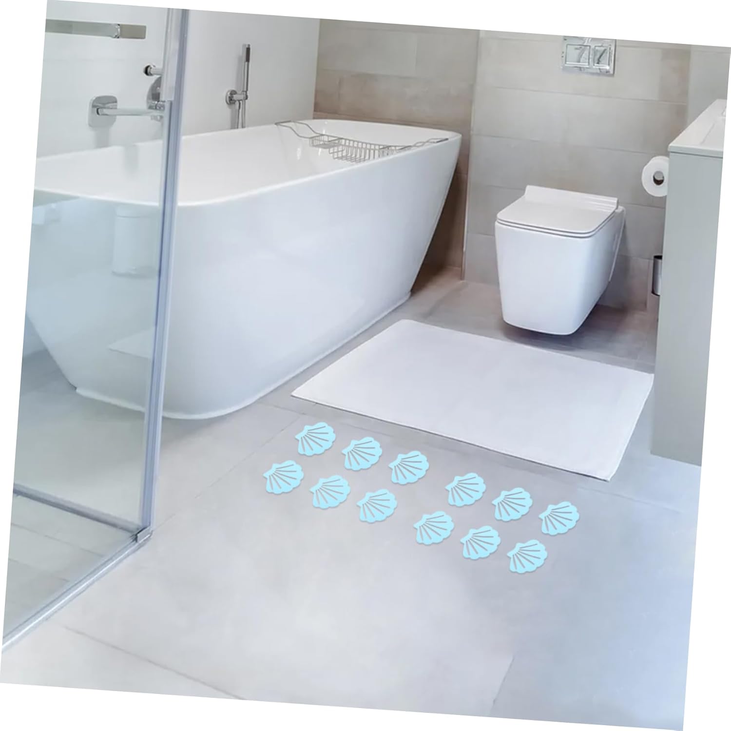 PRETYZOOM 12Pcs Shell Shape Non-Slip Bathroom Stickers
