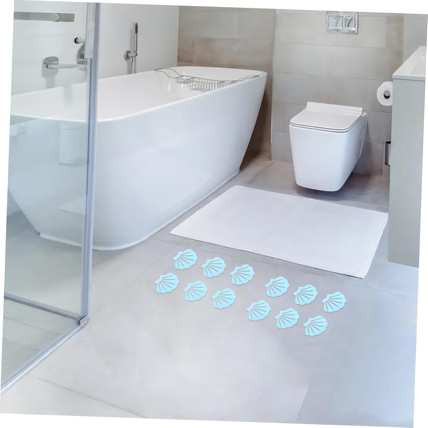 MUCKLILY 12Pcs Shell Shape Non-Slip Bathtub Stickers