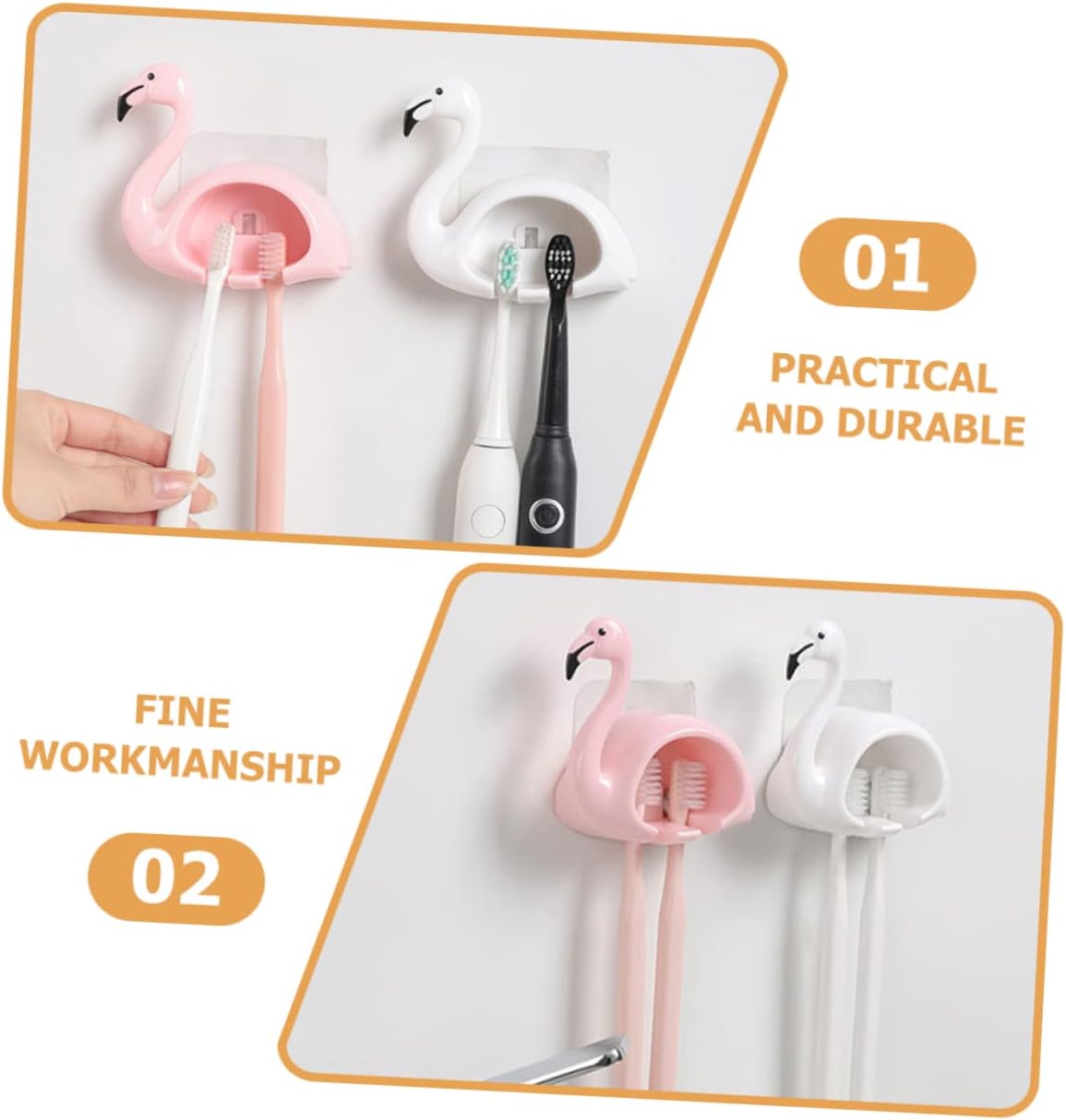 2Pcs Wall Mounted Electric Toothbrush Holder