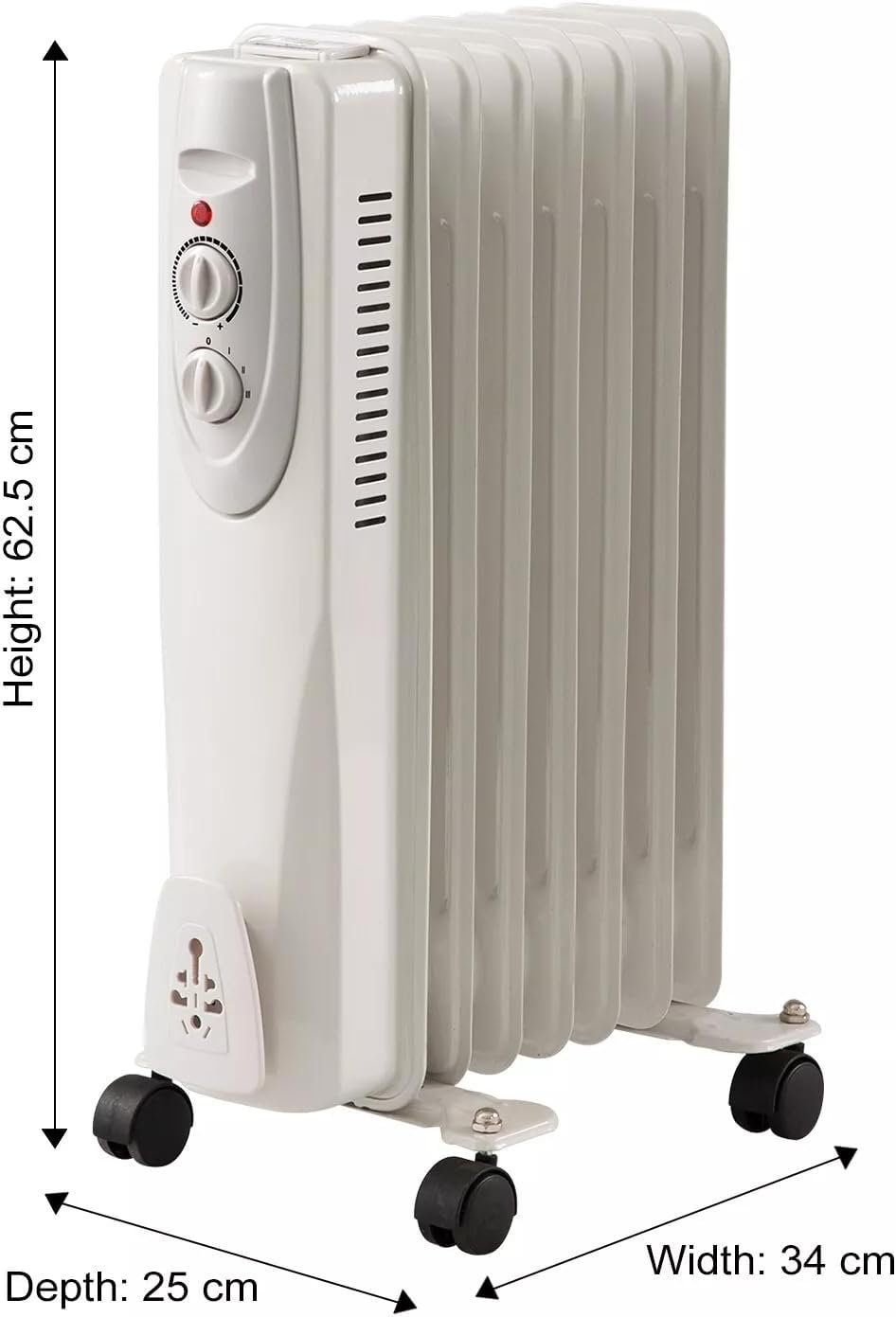 Portable Oil Filled Radiator Space Heater 1500W White 1