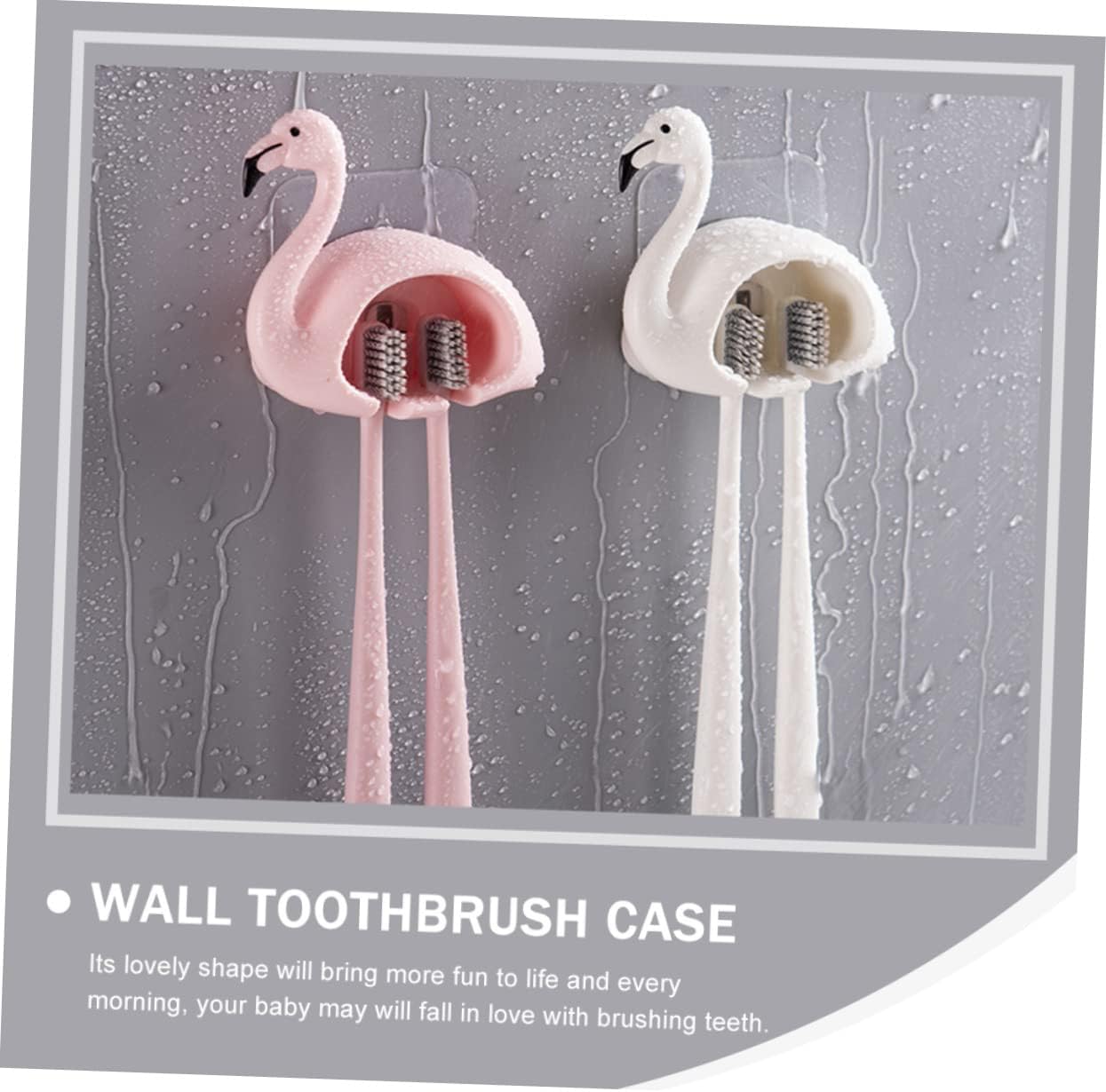 LIFKOME Flamingo Toothbrush Holder Wall Mount
