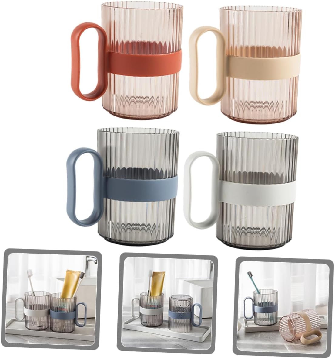 4pcs Bathroom Cups Stylish Toothbrush Holders Drinking Tumblers for Boys and Girls