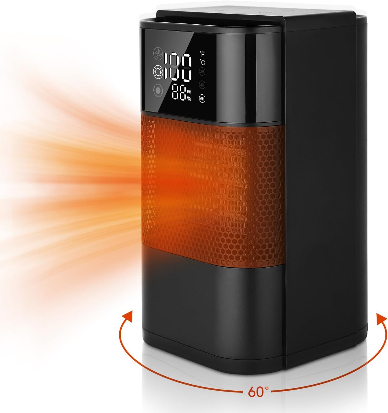 HYFZJMKQ Space Heater - 1000W PTC Quick Heat with Timer 60 Rotation