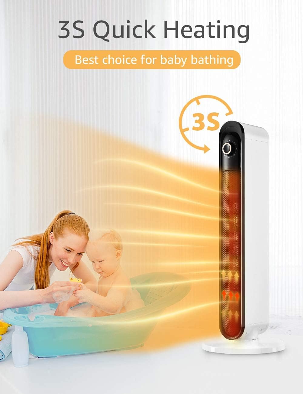 Breezewell 32 Inch Ceramic Space Heater with Oscillation and Adjustable Thermostat