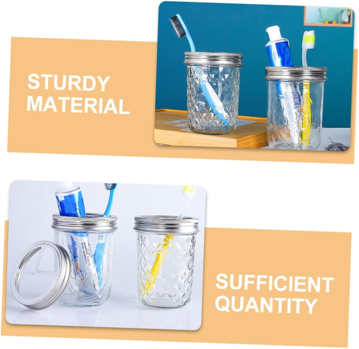 Ciieeo 5Pcs Stainless Steel Toothbrush Holder Jar Lids 1