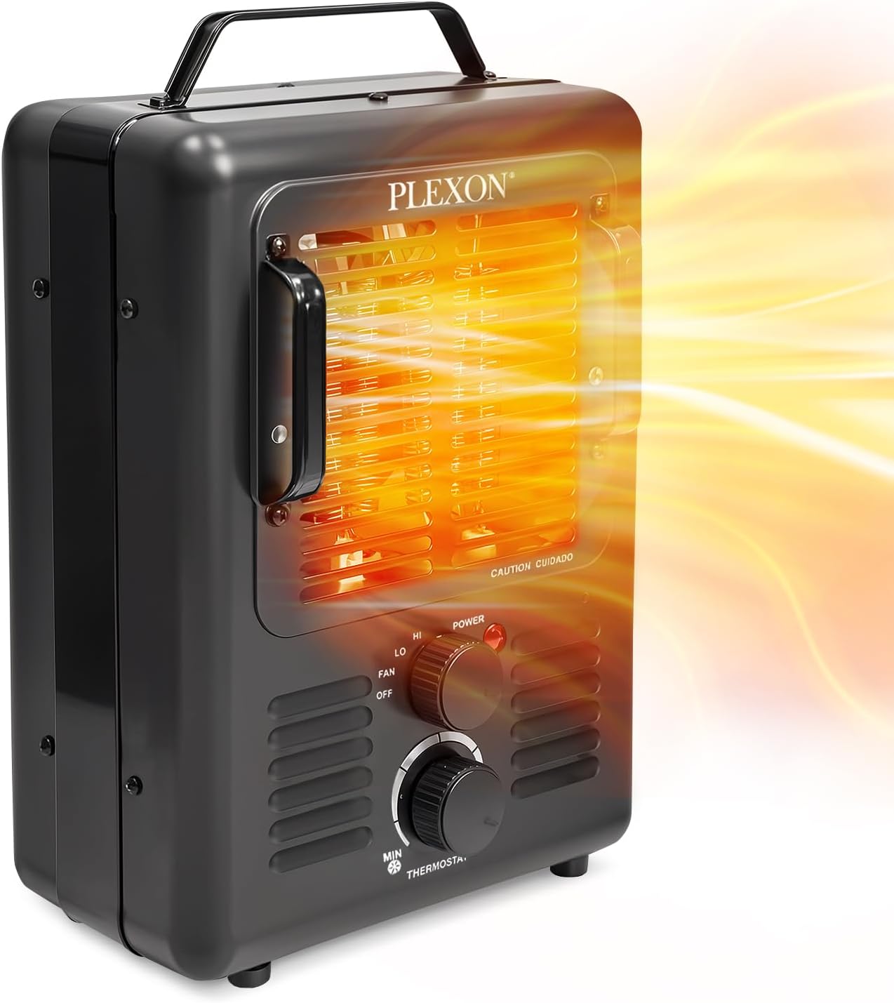 Plexon 1500W Electric Space Heater with Thermostat and Safety Features