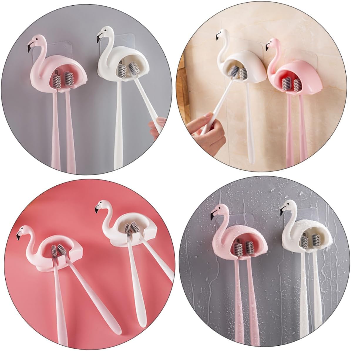 UTHCLO 2PC Suction Cup Toothbrush Holder Wall Mount Organizer 1