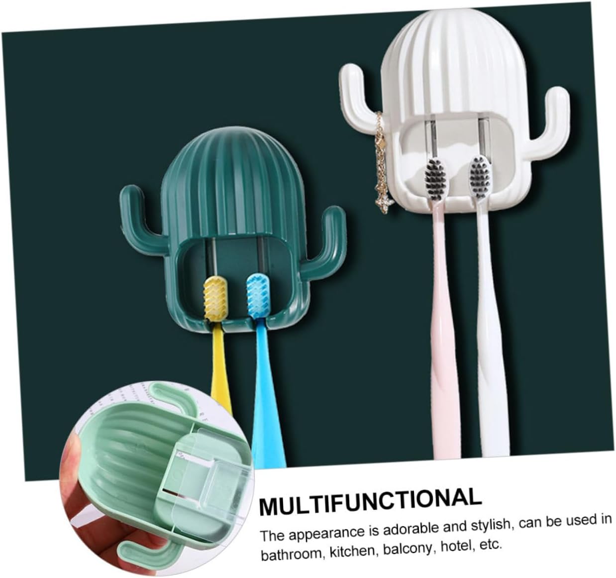 PRETYZOOM Cactus Toothbrush Holder Wall Mount