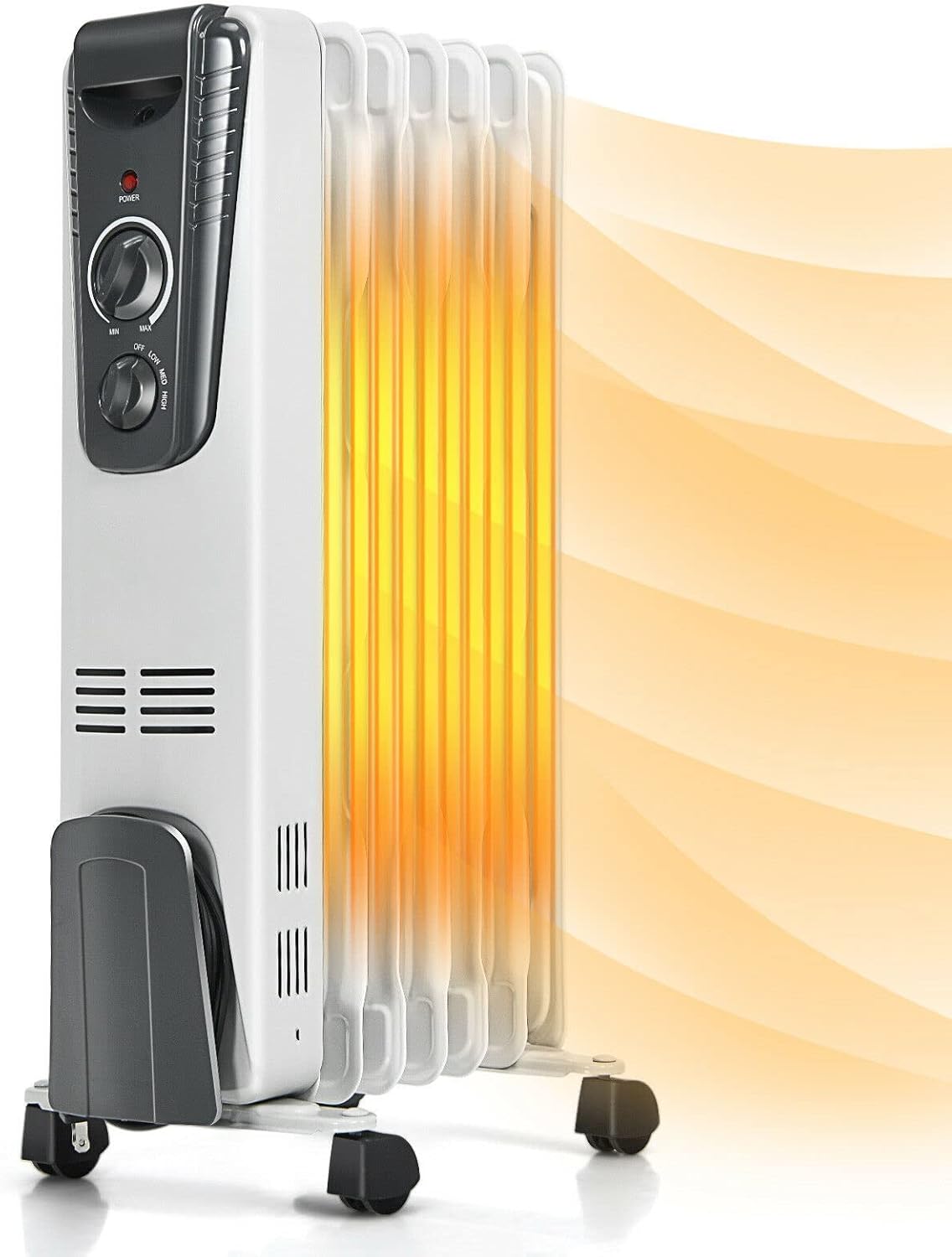 GOFLAME 1500W Electric Oil Filled Radiator Heater with Wheels