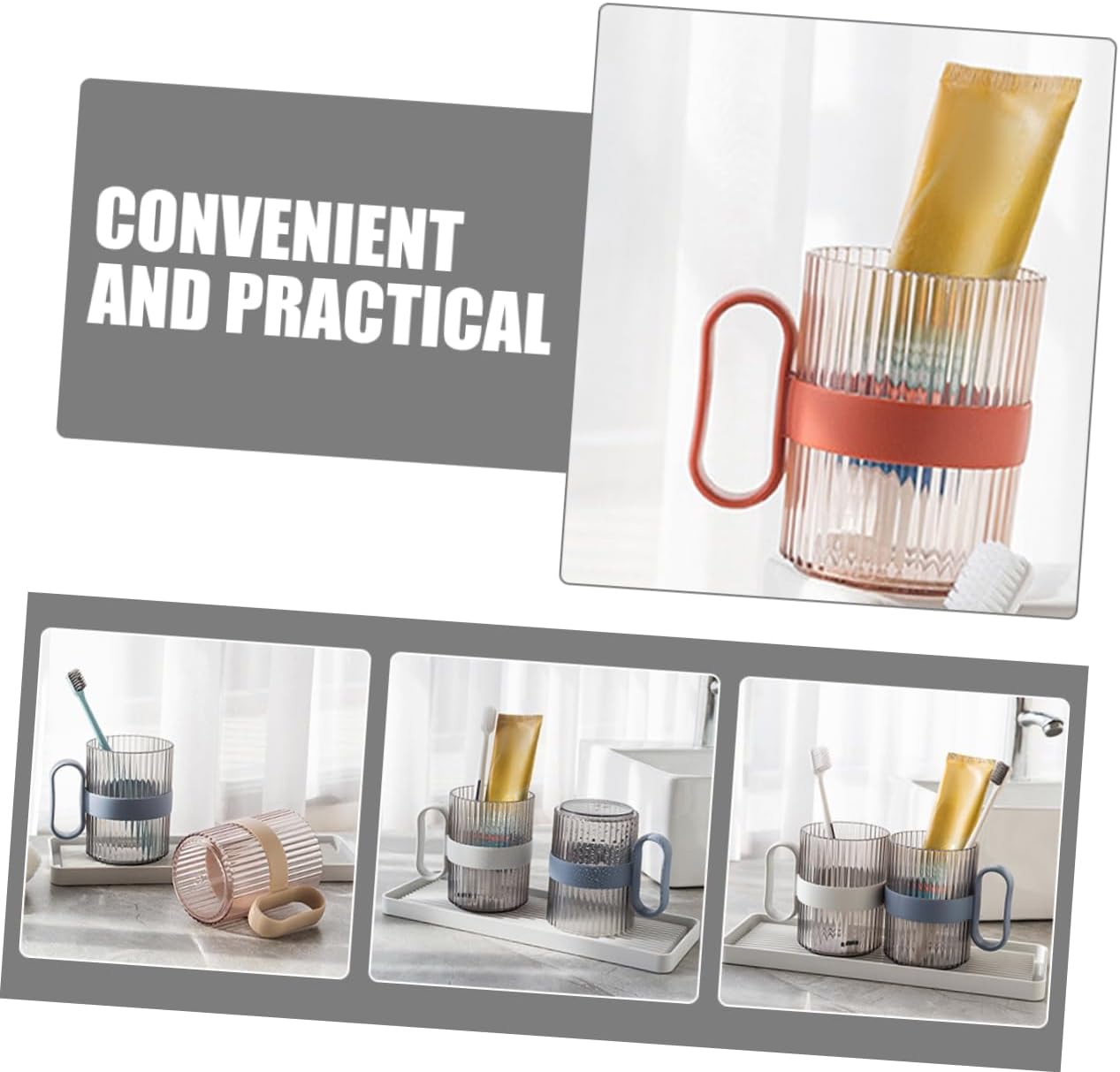 4pcs Bathroom Cups Stylish Toothbrush Holders Drinking Tumblers for Boys and Girls